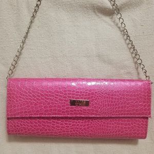 Fuscia Faux Alligator Ultra Chi Baguette Bag
